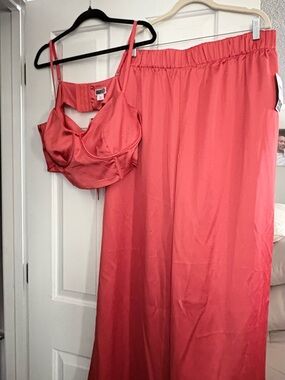 Sammy B for Target  Orange Satin  Set - Crop Bralette and Pants